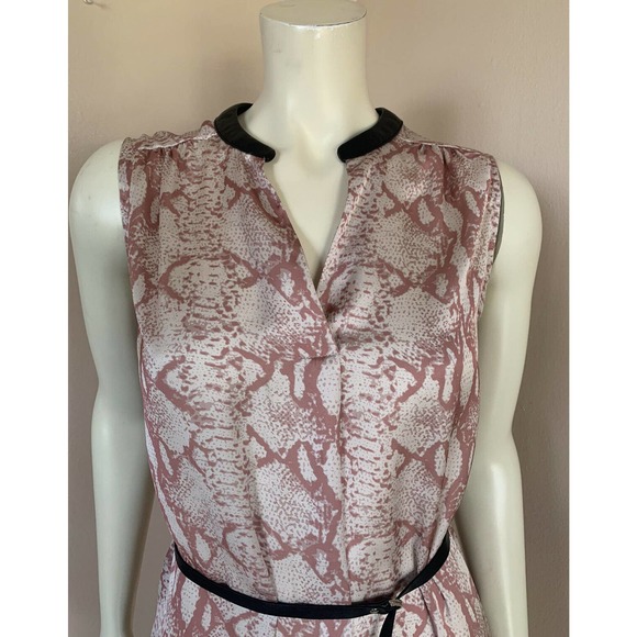 Rudsak Snakeskin Printed Mini Dress Small Womens Pink Faux Leather Trim Belt Top - Picture 5 of 12